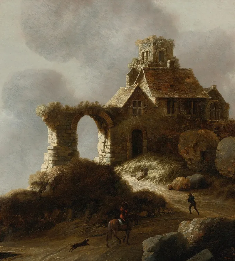 Ruins On A Hill Wall Art by Claude de Jongh - High-Resolution Digital Print