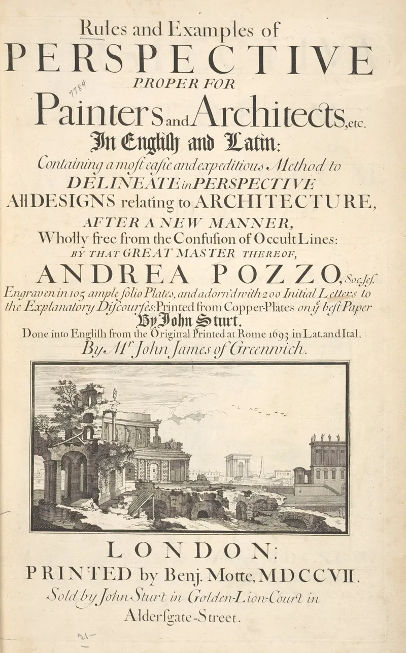 Rules And Examples Of Perspective Proper For Painters And Architects Etc Title Page Wall Art by Andrea Pozzo - High-Resolution Digital Print