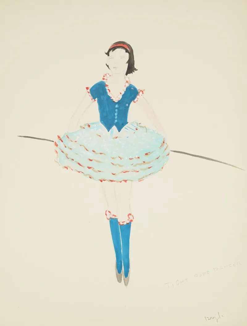 Runaway Clown Tight Rope Dancer Blue Bodice Teal Tutu Blue Stockings Red Headband