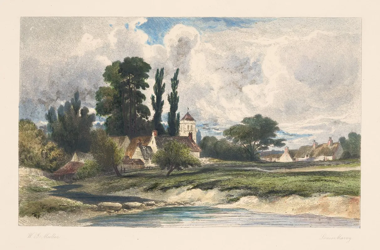 Rural Landscape With Pond And Houses William James Müller