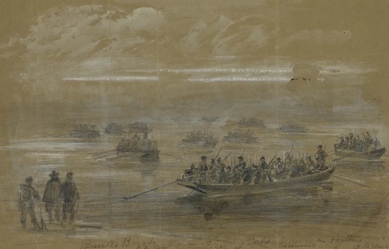 Russells Brigade 1st Div 6th Army Corps Crossing In Pontoons To Storm The Enemies Rifle Pits On The Rappahannock