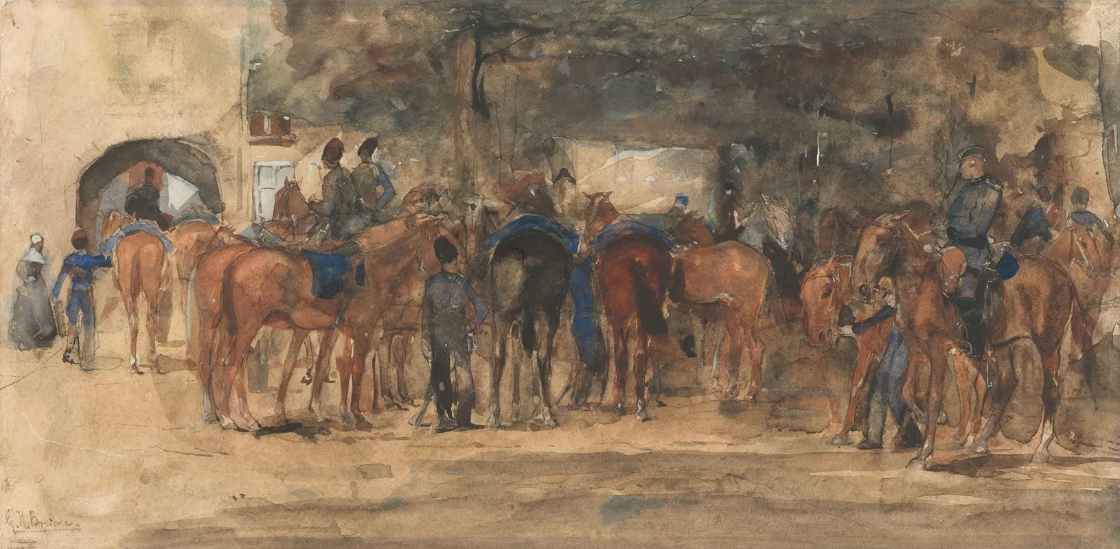 Rustende Cavalerie Op Een Plein
