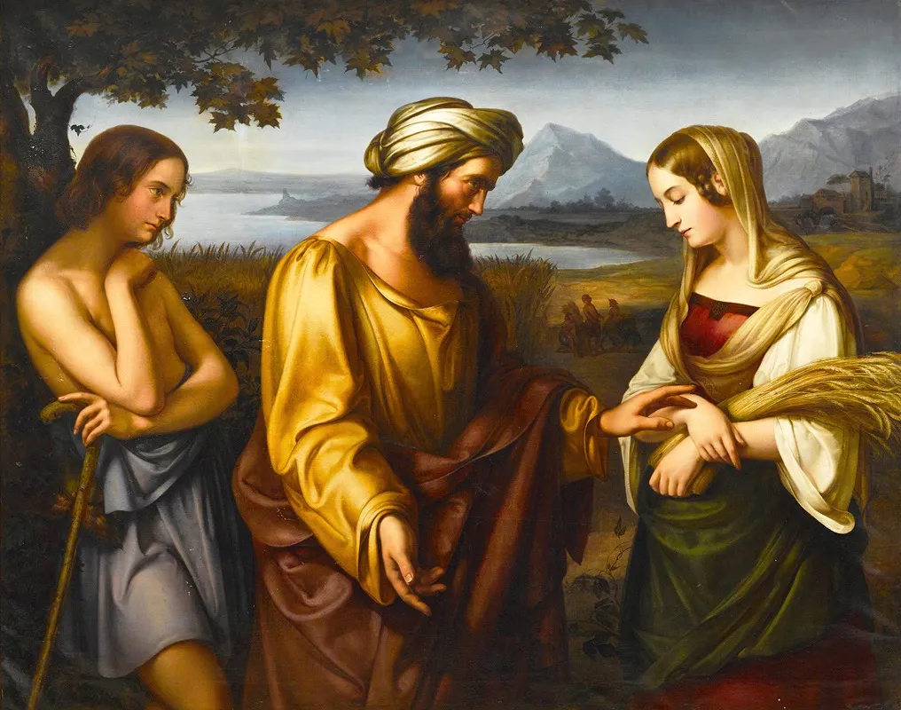Ruth And Boaz 5 Wall Art by Eduard Holbein - High-Resolution Digital Print