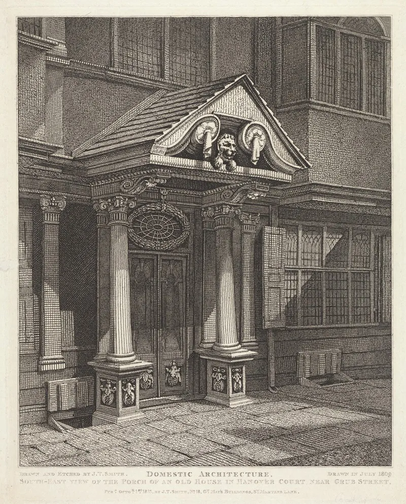 S E View Of The Porch Of An Old House In Hanover Court Near Grub Street