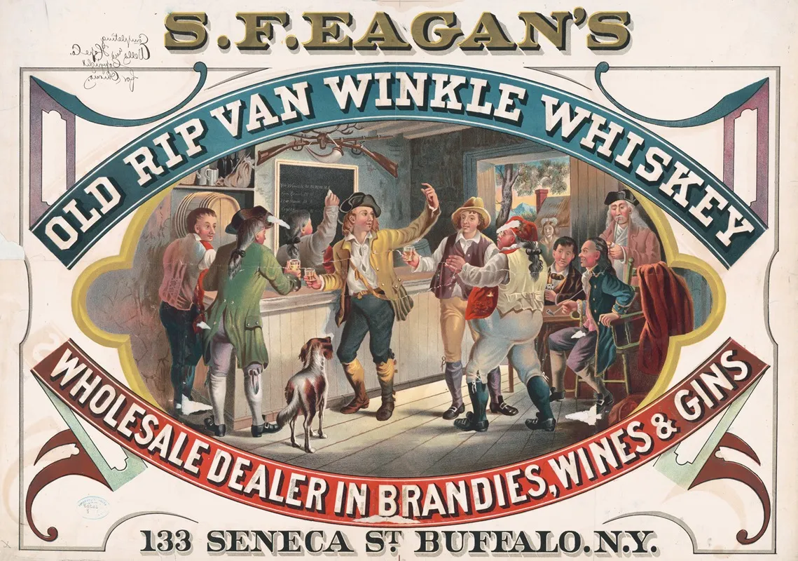 S F Eagans Old Rip Van Winkle Whiskey Wholesale Dealer In Brandies Wines Gins 133 Seneca St Buffalo N Y Wall Art - High-Resolution Digital Print