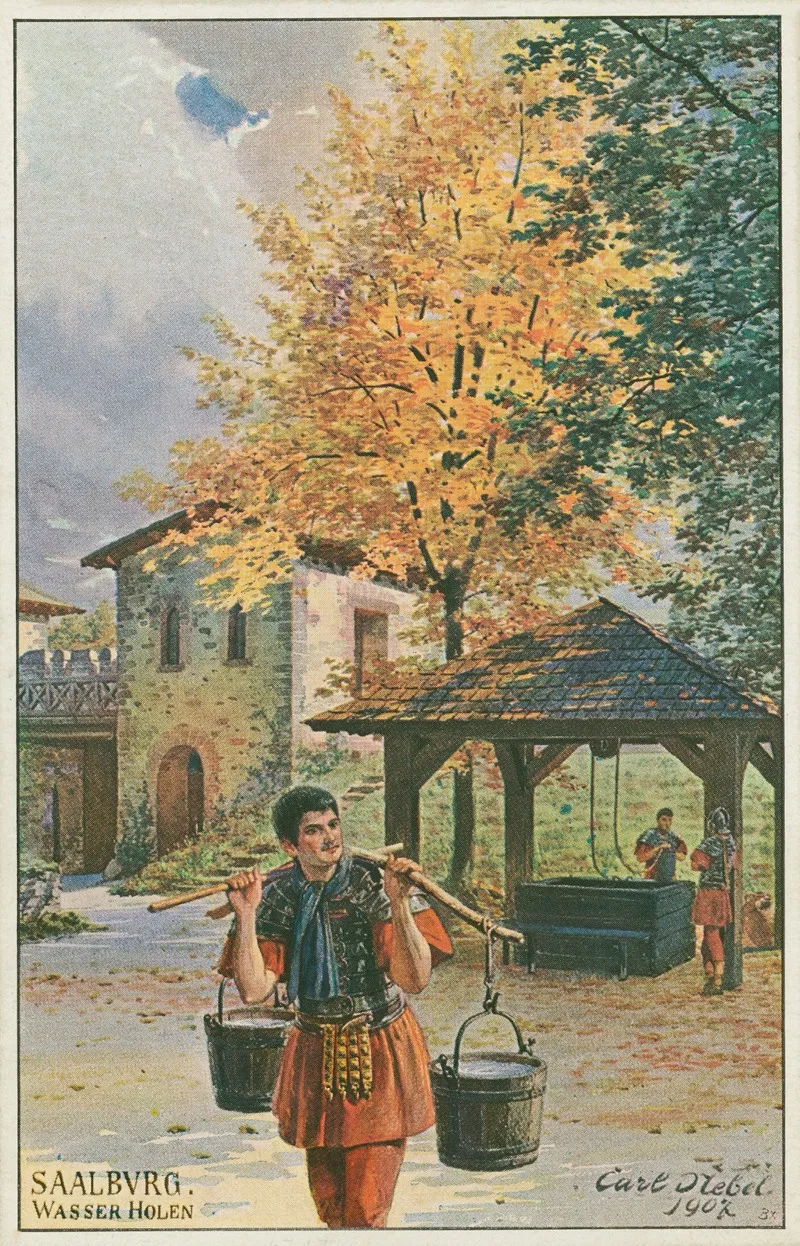 Saalburg Wasserholen Fetching Water