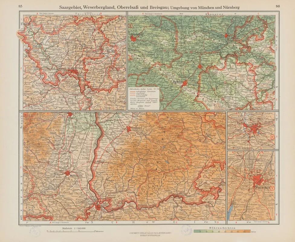 Saargebiet Weserbergland Oberelsass Und Breisgau Umgebung Von Munchen Und Nurnberg Wall Art by Ernst Friedrich - High-Resolution Digital Print