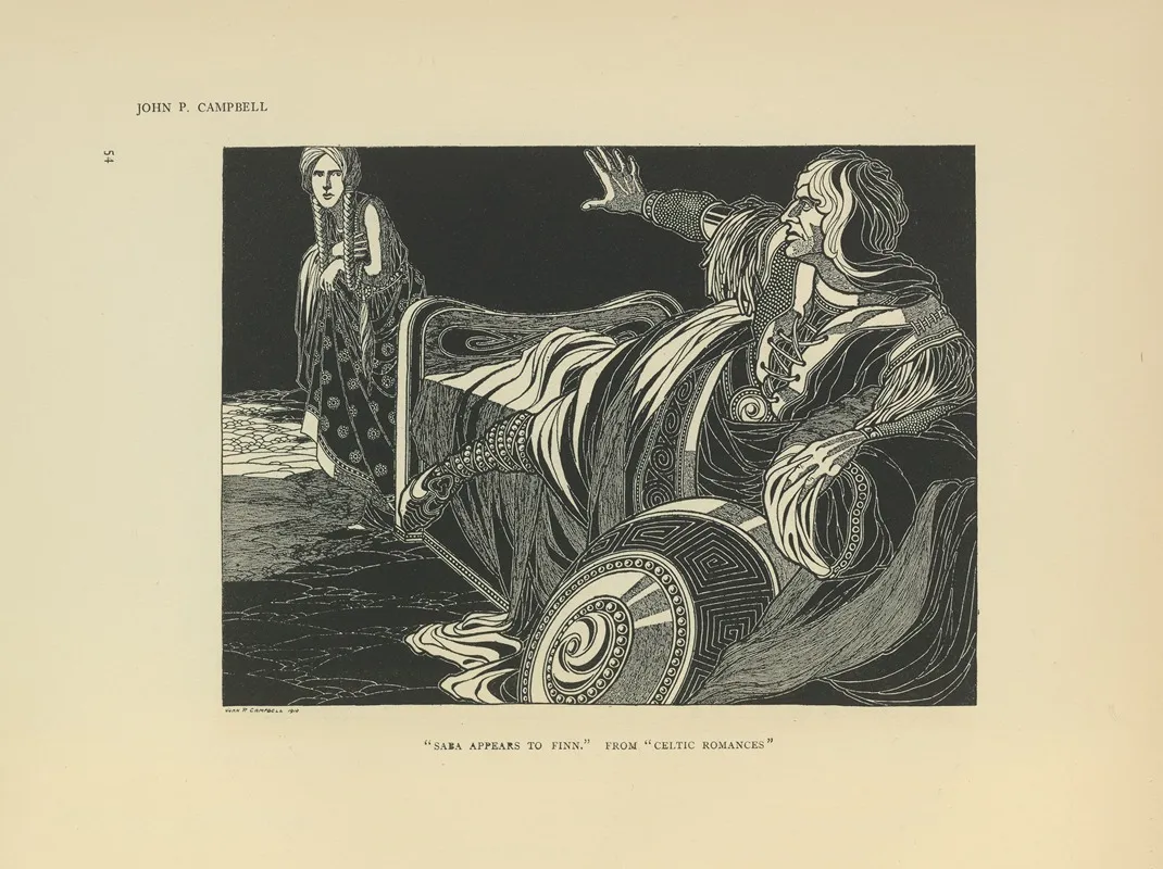Saba Appears To Finn Celtic Romances Wall Art by John Patrick Campbell - High-Resolution Digital Print