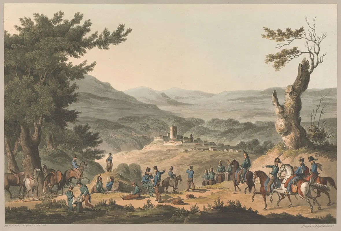 Sabugal On The River Coa French Pickets In The Foreground The Allies Preparing To Cross The River Wall Art by Charles Turner - High-Resolution Digital Print