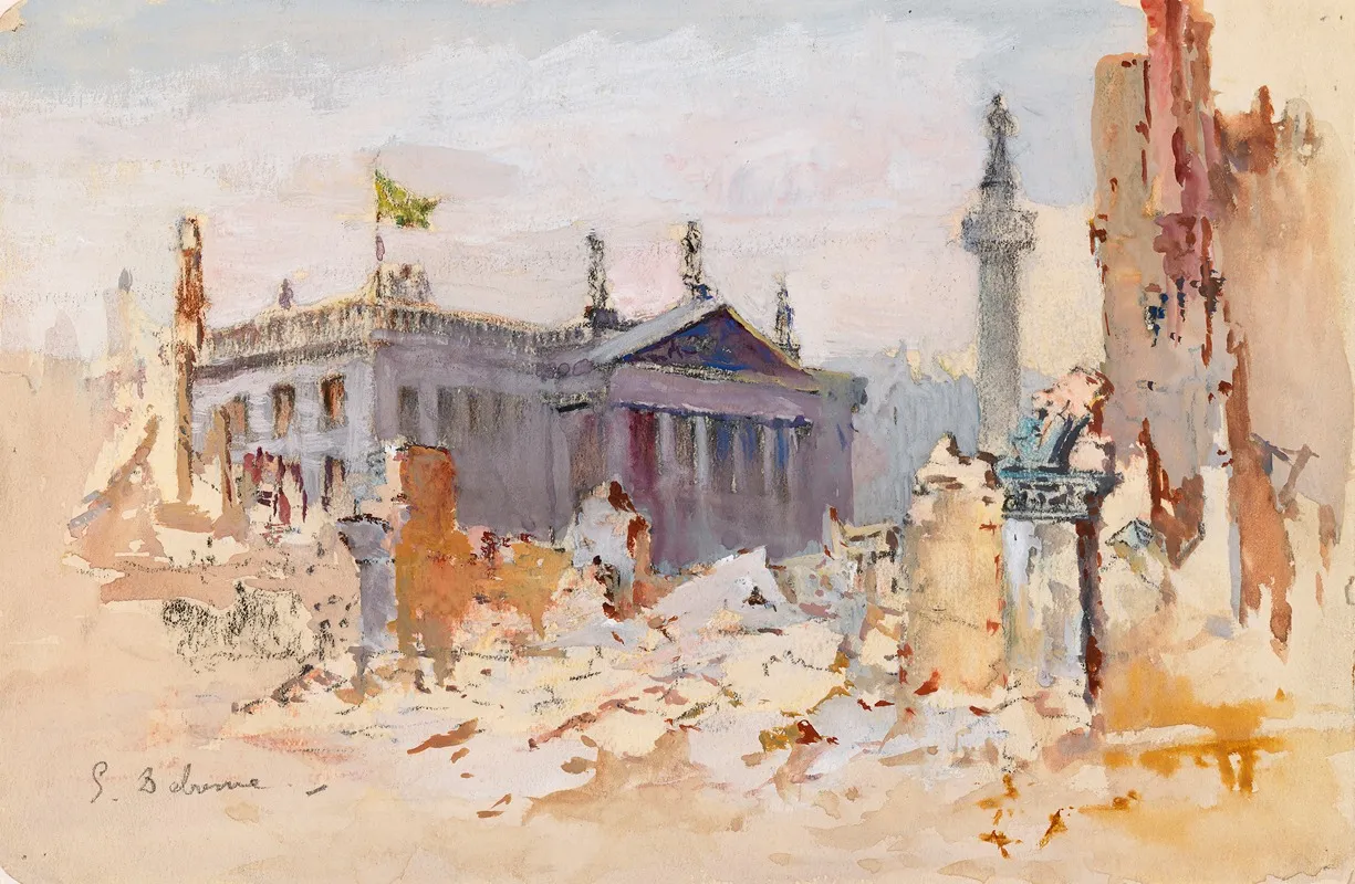 Sackville Street In Ruins Wall Art by Edmond Delrenne - High-Resolution Digital Print