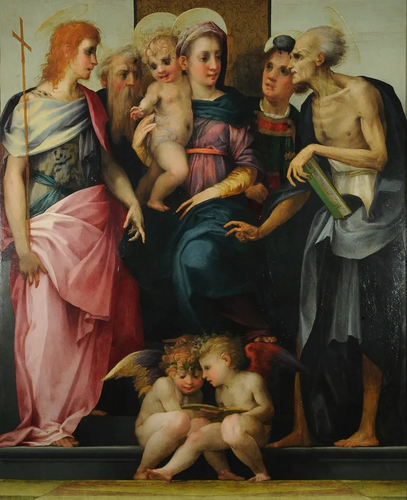 Sacred Conversation With Musical Angels Wall Art by Rosso Fiorentino - High-Resolution Digital Print