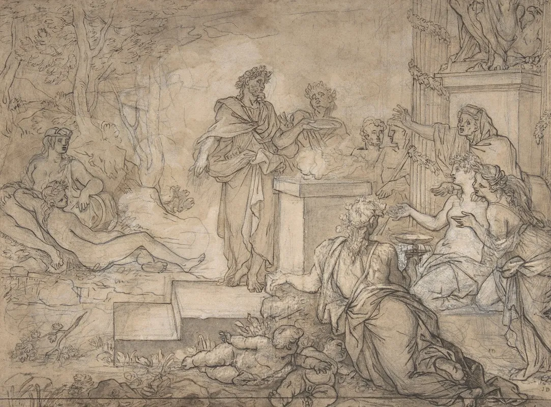 Sacrifice Offered Before A Statue Of Jupiter