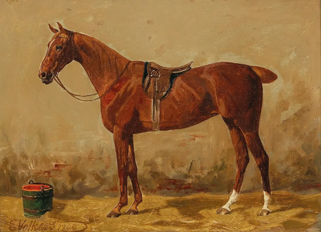 Saddled Chestnut In The Stable