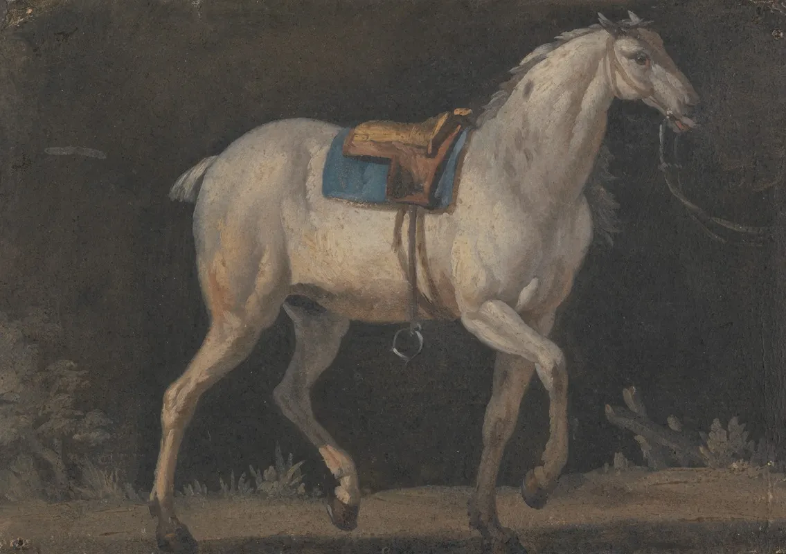 Saddled Gray Horse Walking Wall Art by Jacques-Laurent Agasse - High-Resolution Digital Print