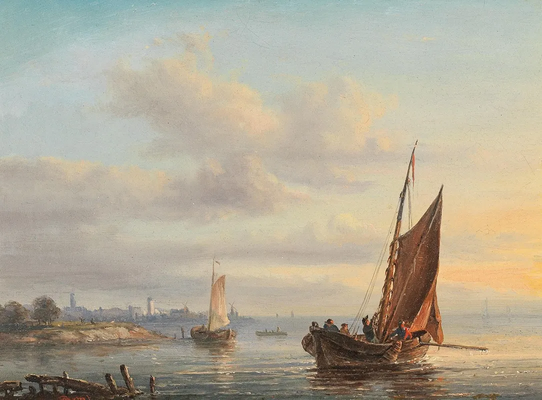 Sail Boats Before A Dutch Coast Wall Art by Anthon Hermanus Adrianus Sem - High-Resolution Digital Print