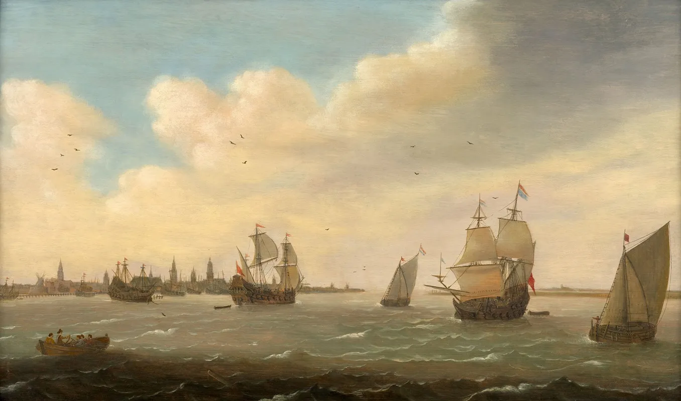 Sailboats In The Harbour Of Rotterdam Wall Art by Cornelis Bol - High-Resolution Digital Print