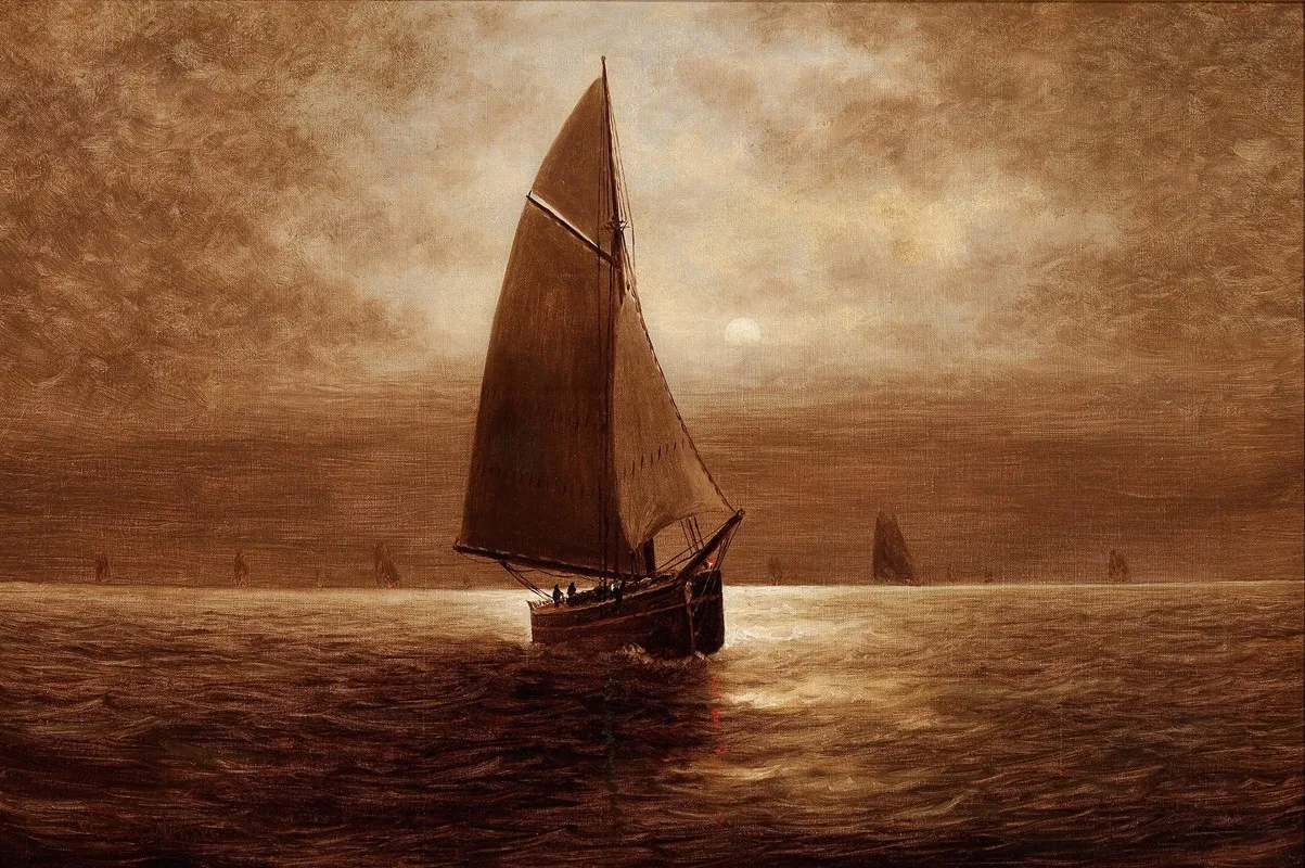 Sailing At Night Wall Art by Elbridge Wesley Webber - High-Resolution Digital Print
