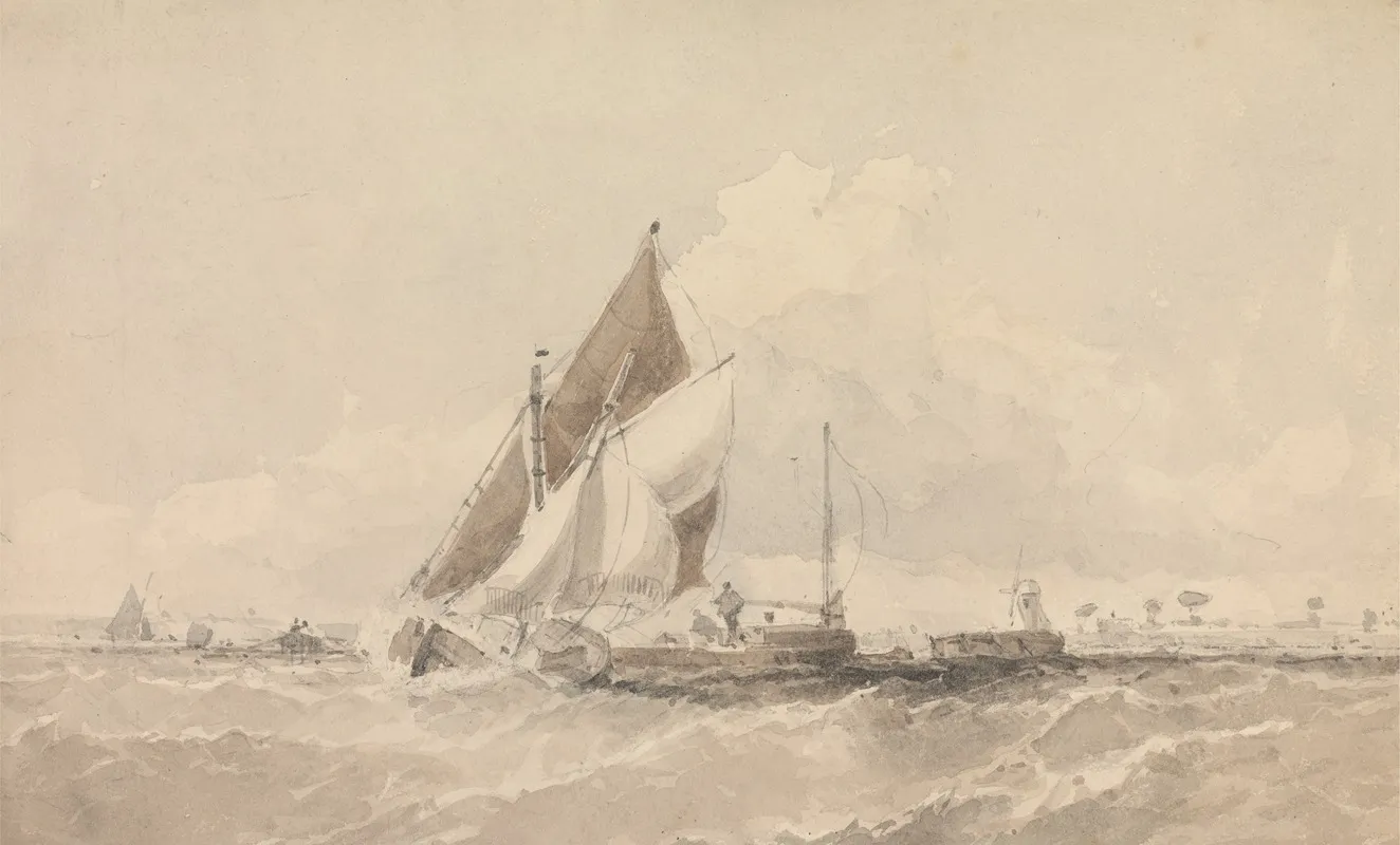 Sailing Barges And Boats In A Choppy Sea
