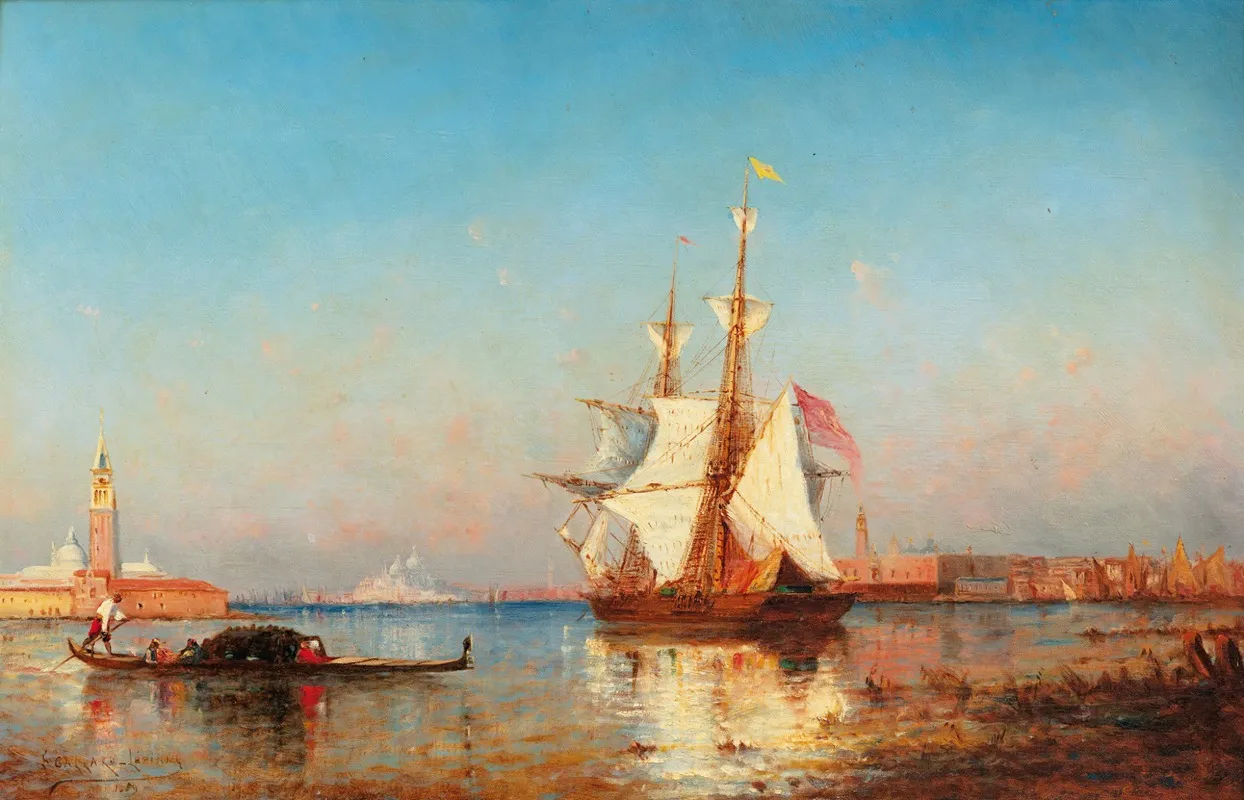 Sailing Boats Venice Beyond Wall Art by Paul-Charles-Emmanuel Gallard-Lépinay - High-Resolution Digital Print