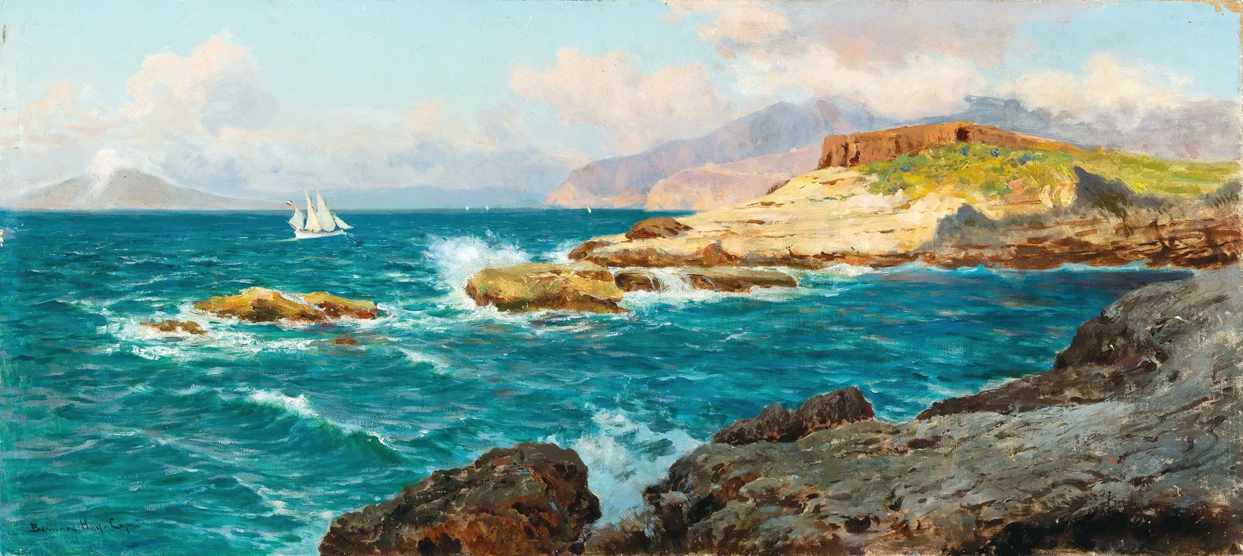 Sailing Ship By The Capri Coast Wall Art by Bernardo Hay - High-Resolution Digital Print