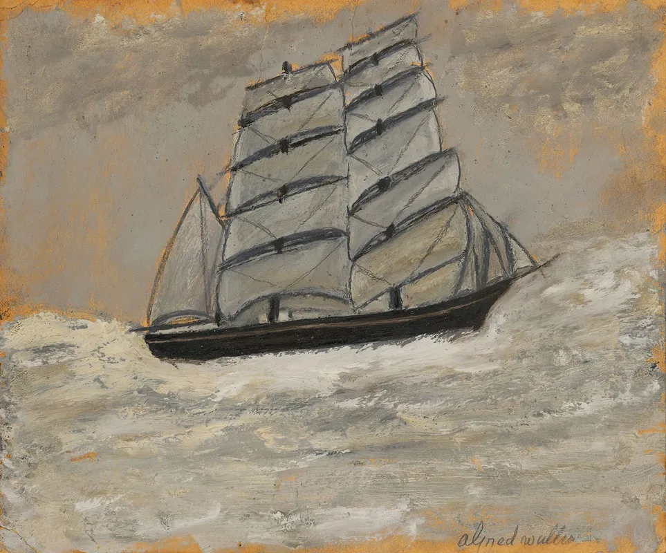 Sailing Ship In A Stormy Sea Wall Art by Alfred Wallis - High-Resolution Digital Print
