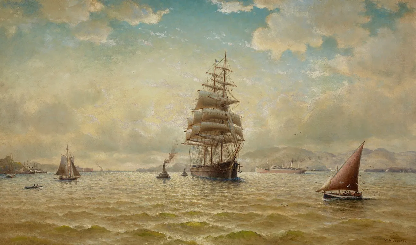Sailing Ships In San Francisco Bay Wall Art by William Alexander Coulter - High-Resolution Digital Print