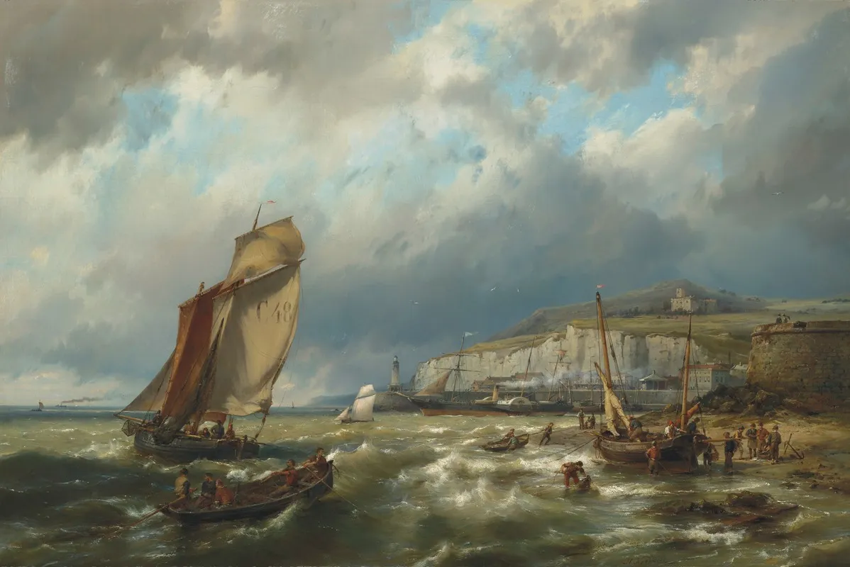 Sailing Vessels And A Cross Channel Packet Off Newhaven Wall Art by Hermanus Koekkoek the Younger - High-Resolution Digital Print
