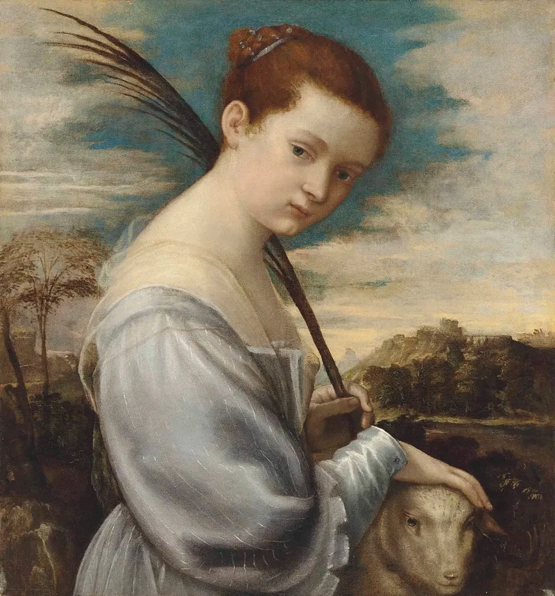 Saint Agnes Wall Art by Follower of Titian - High-Resolution Digital Print