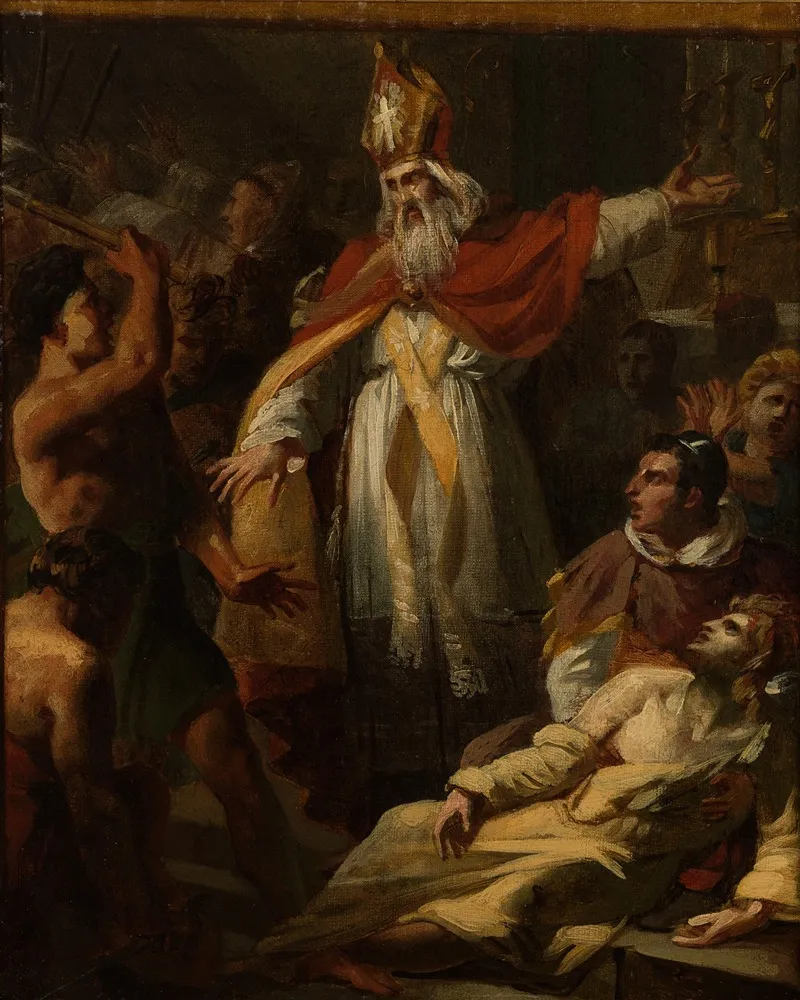 Saint Ambroise Sauvant Un Pretre Arien De La Fureur Du Peuple Wall Art by Pierre-Augustin Vafflard - High-Resolution Digital Print