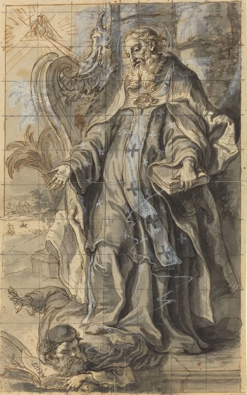 Saint Ambrose Suppressing Heresy Wall Art by Gottfried Bernhard Götz - High-Resolution Digital Print
