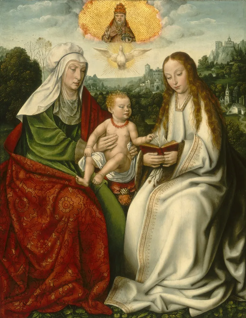 Saint Anne With The Virgin And The Christ Child Wall Art by Master of Frankfurt - High-Resolution Digital Print