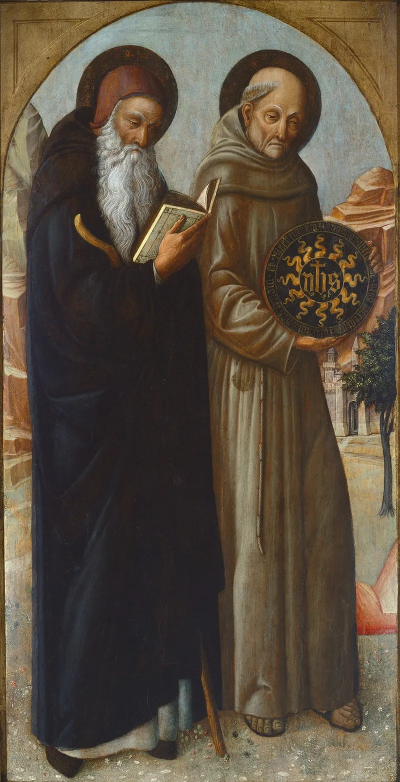 Saint Anthony Abbot And Saint Bernardino Of Siena Wall Art by Jacopo Bellini - High-Resolution Digital Print