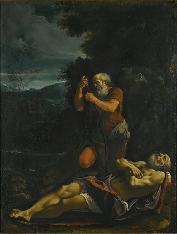 Saint Anthony Abbot Burying Saint Paul The Hermit Wall Art by Lorenzo Garbieri - High-Resolution Digital Print