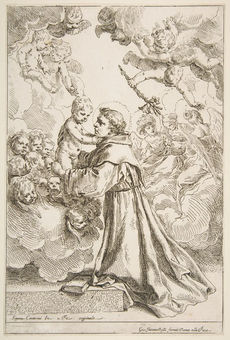 Saint Anthony Of Padua Adoring The Christ Child In Glory