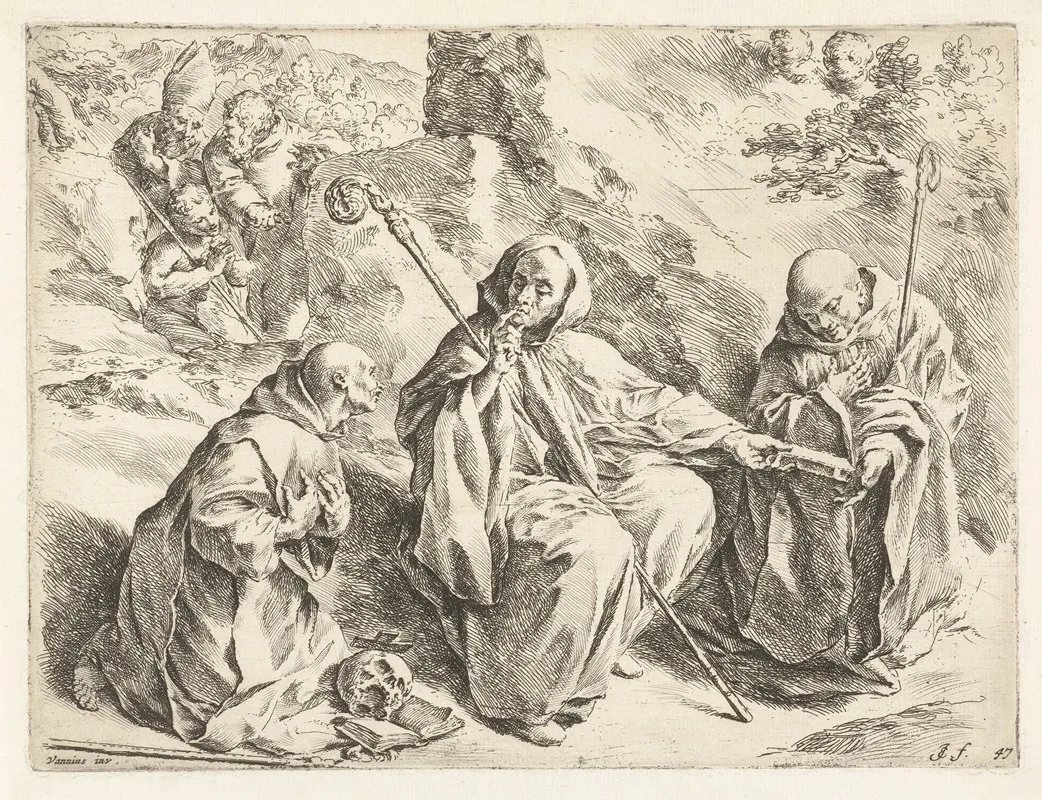 Saint Benedict Seated Among The Saints