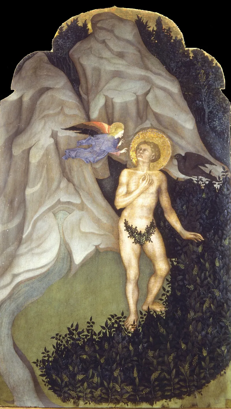Saint Benedict Tempted In The Wilderness Wall Art by Niccolò di Pietro - High-Resolution Digital Print