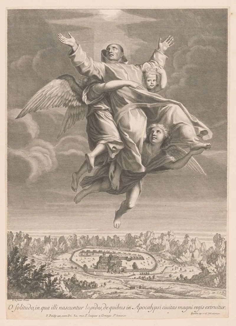 Saint Bruno Carried To Heaven By Three Angels Wall Art by Francois de Poilly - High-Resolution Digital Print