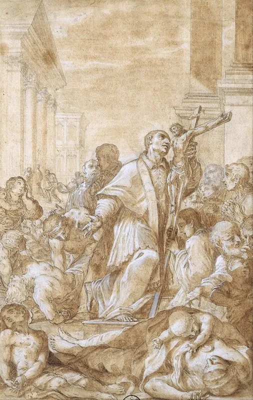 Saint Carlo Borromeo Among The Plague Sufferers Wall Art by Benedetto Luti - High-Resolution Digital Print