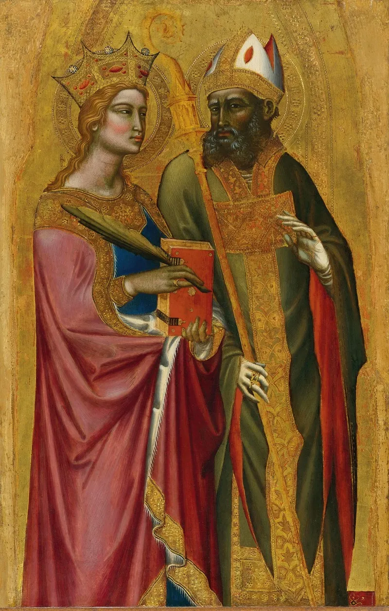 Saint Catherine And A Bishop Saint Wall Art by Angelo Puccinelli - High-Resolution Digital Print