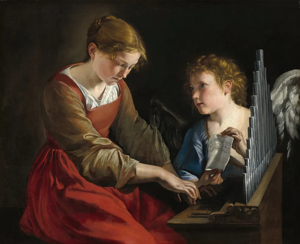 Saint Cecilia And An Angel Wall Art by Orazio Gentileschi - High-Resolution Digital Print
