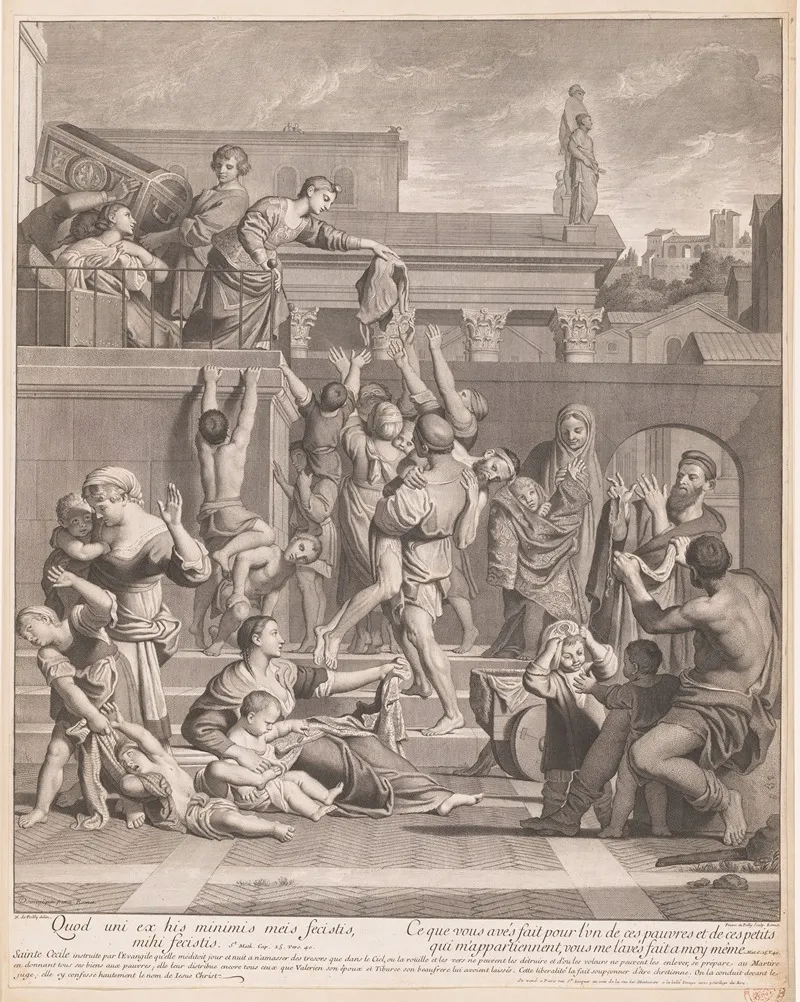 Saint Cecilia Gives Her Goods To The Poor Wall Art by Francois de Poilly - High-Resolution Digital Print