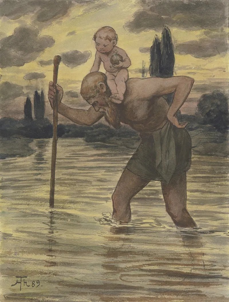 Saint Christopher 10 Wall Art by Hans Thoma - High-Resolution Digital Print