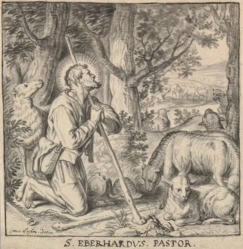 Saint Eberhard Of Tuntenhausen As A Shepherd Wall Art by Jan Sebastiaen Loybos - High-Resolution Digital Print