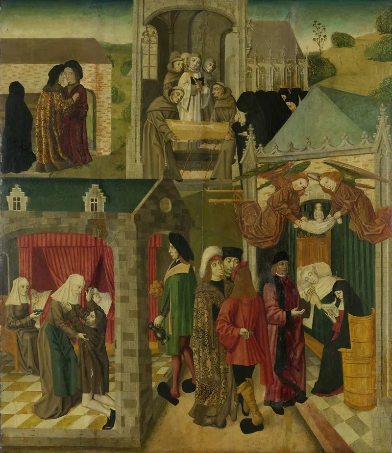 Saint Elizabeth Of Hungary Tending The Sick In Marburg Death Of St Elizabeth Wall Art by Master of the St Elizabeth Panels - High-Resolution Digital Print