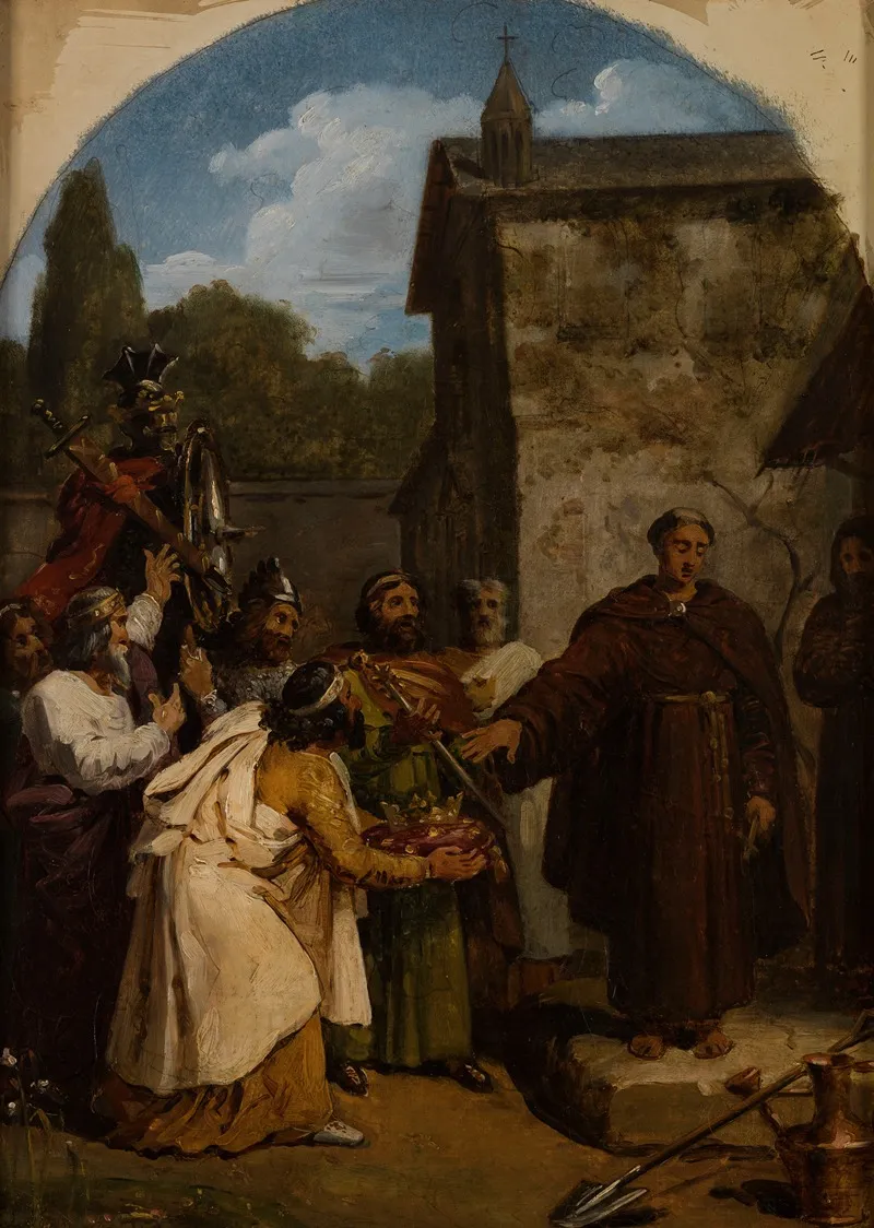Saint Fiacre Refusing The Crown Of Scotland Wall Art by François-Louis Dejuinne - High-Resolution Digital Print
