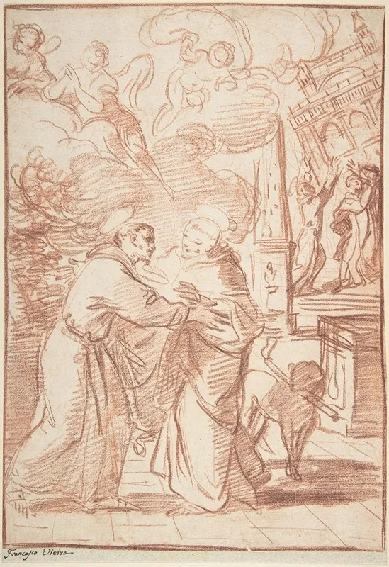 Saint Francis Meeting Saint Dominic Wall Art by Francisco Vieira de Mattos - High-Resolution Digital Print