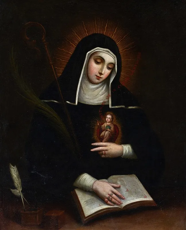 Saint Gertrude Santa Gertrudis Wall Art by Miguel Cabrera - High-Resolution Digital Print