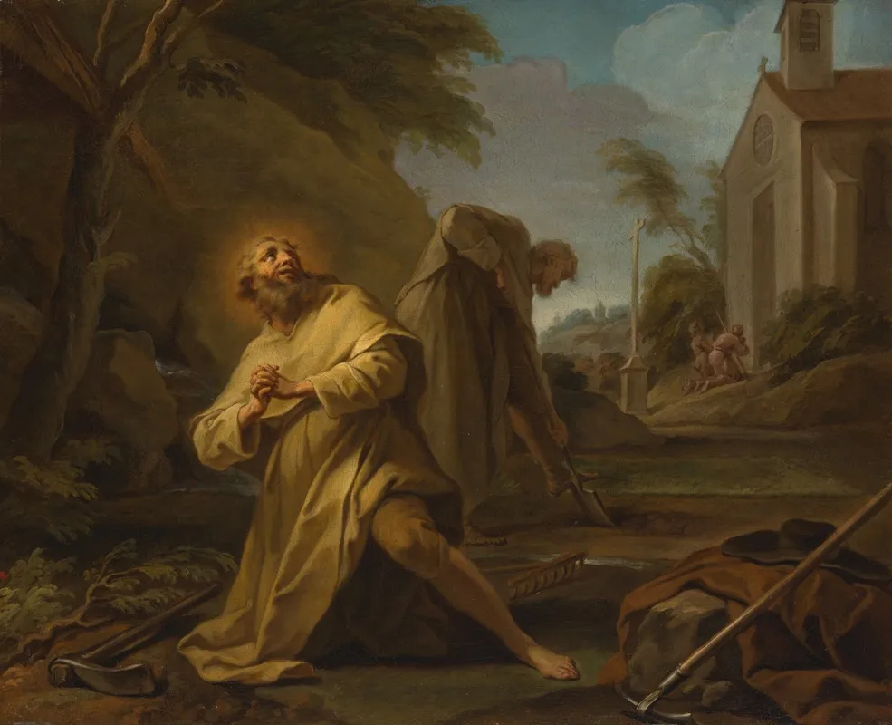 Saint Hymer In Solitude Wall Art by After Jean Restout - High-Resolution Digital Print