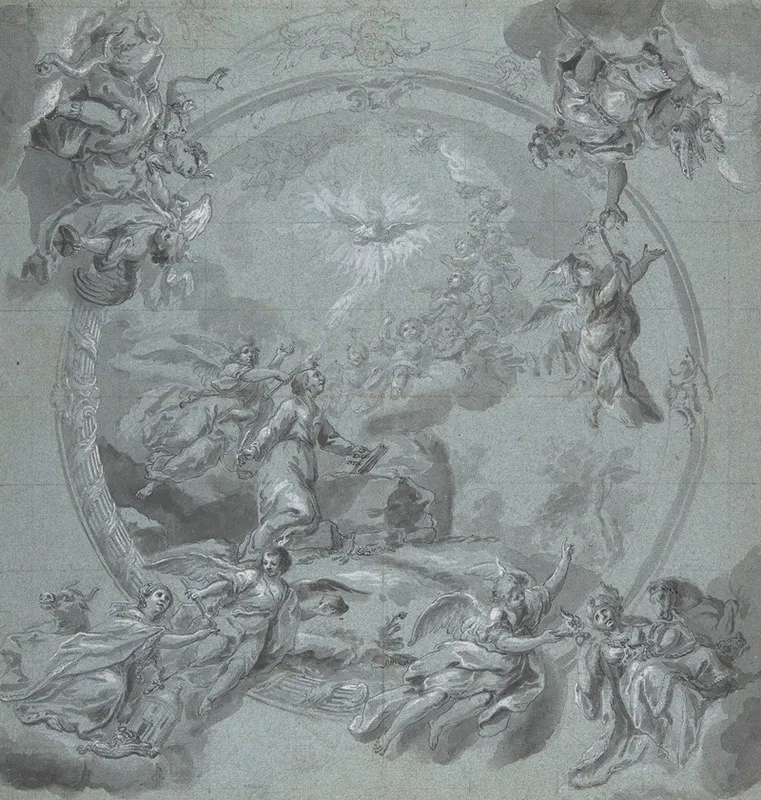 Saint Ignatius Of Loyola And Allegories Of The Four Continents Wall Art by Felix Anton Scheffler - High-Resolution Digital Print