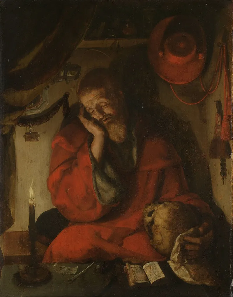 Saint Jerome In His Study By Candlelight Wall Art by Aertgen Claesz van Leyden - High-Resolution Digital Print